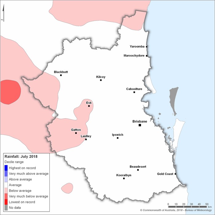 Rainfall deciles: July 2018