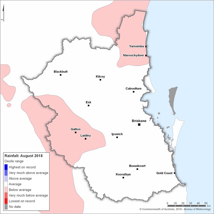 Rainfall deciles: August 2018