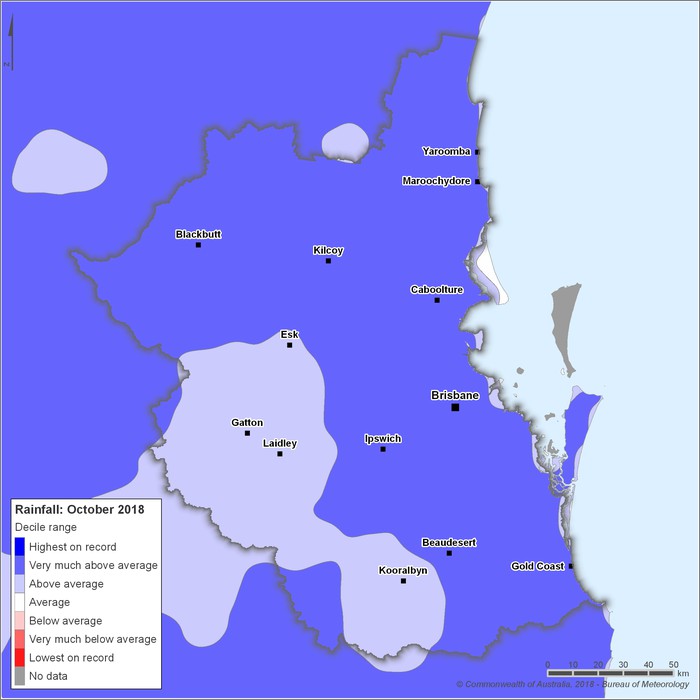 Rainfall deciles: October 2018