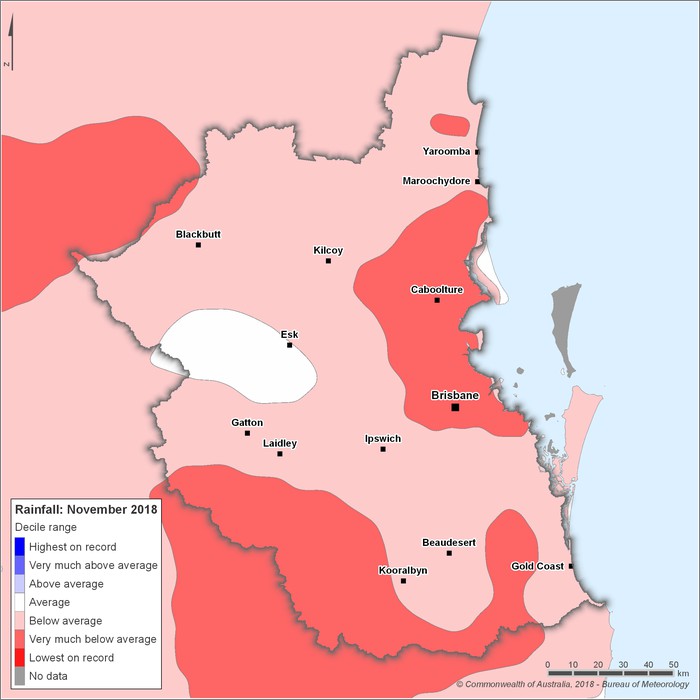Rainfall deciles: November 2018