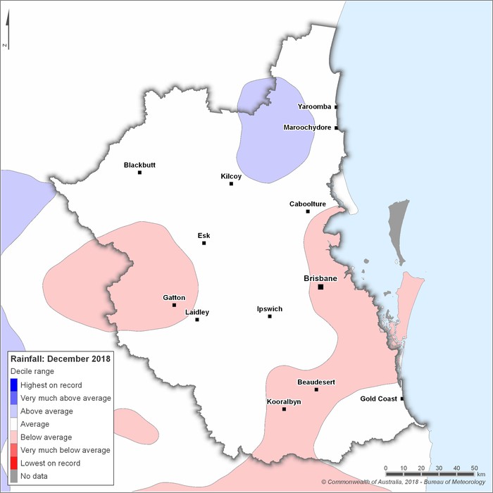Rainfall deciles: December 2018