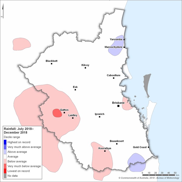 Rainfall deciles: July 2018–December 2018