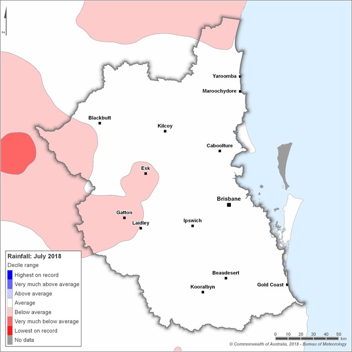 Rainfall deciles: July 2018