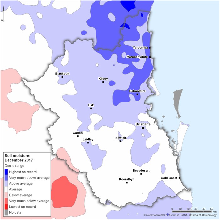 Soil moisture deciles: December 2017