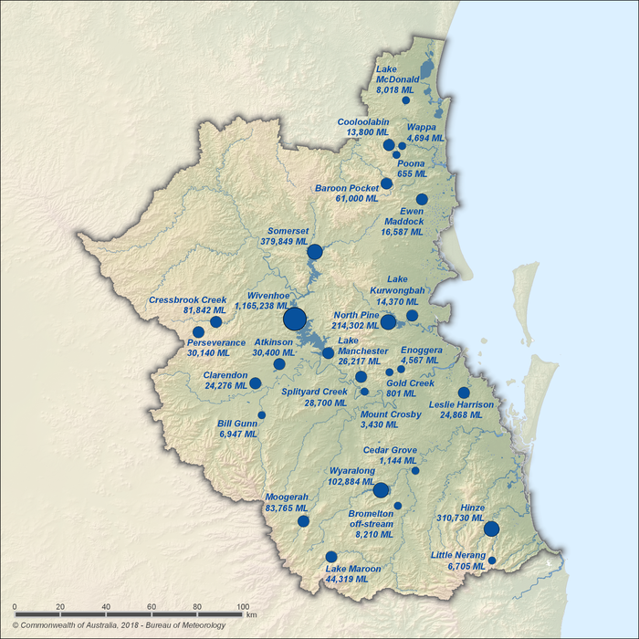 Figure R4 Surface water storages in the South East Queensland region