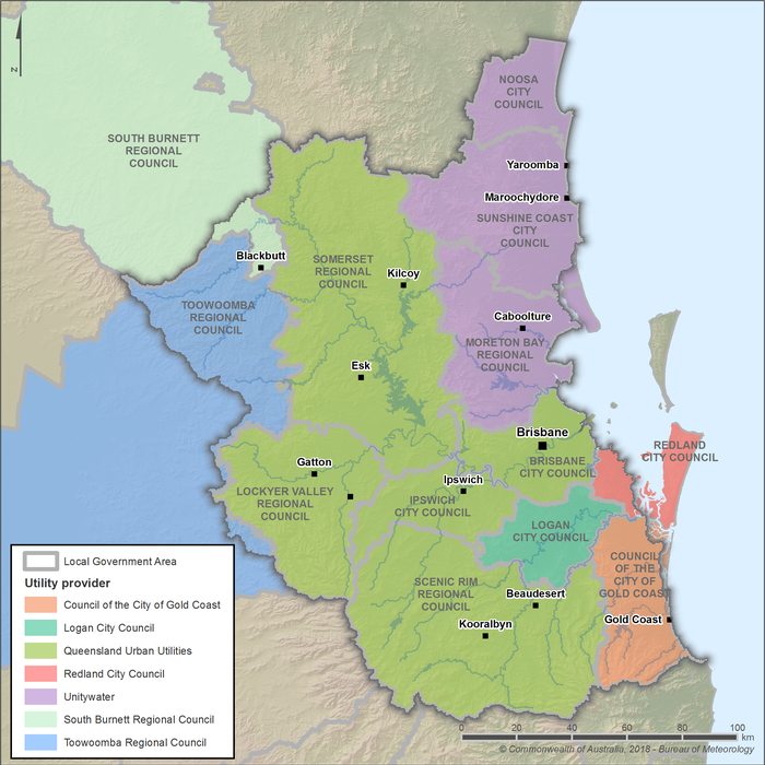 Figure R9 Utility service areas in the South East Queensland region
