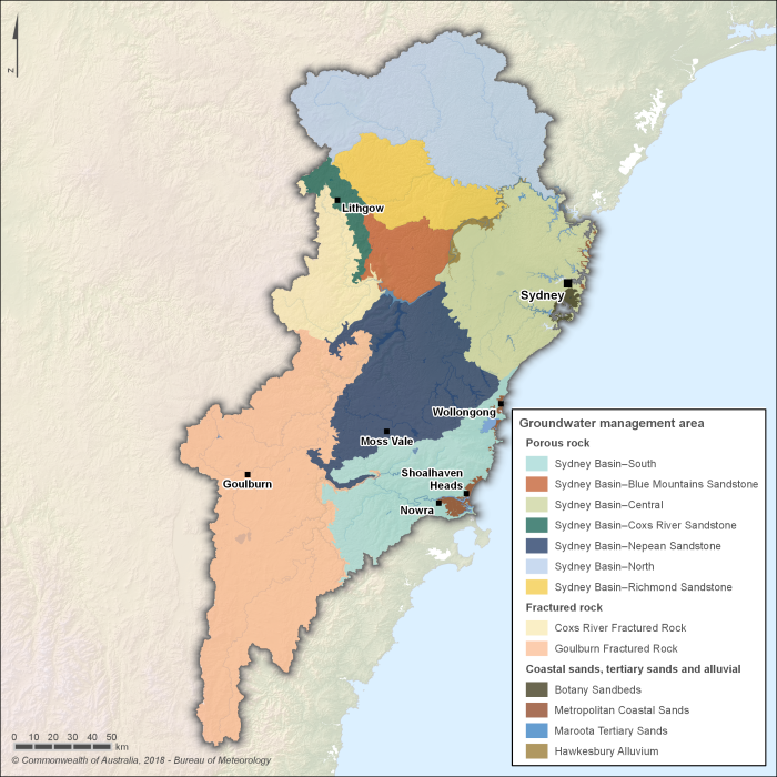 Figure R8 Groundwater management units within the Sydney region