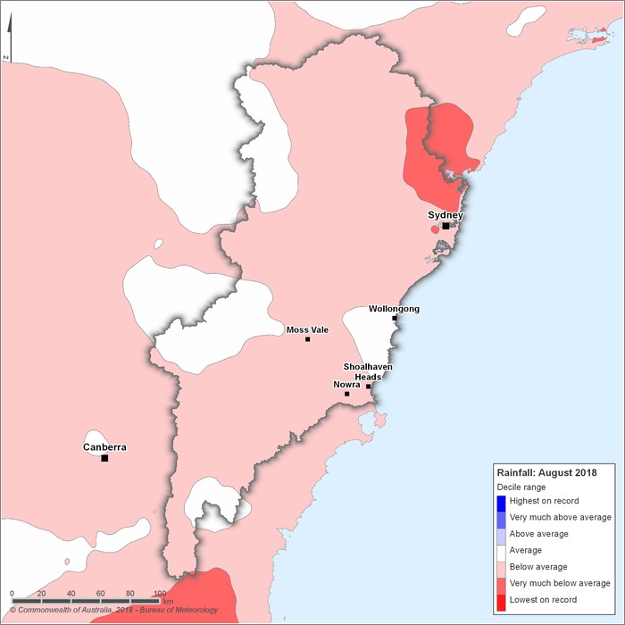 Rainfall deciles: August 2018