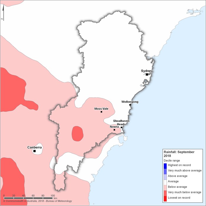 Rainfall deciles: September 2018