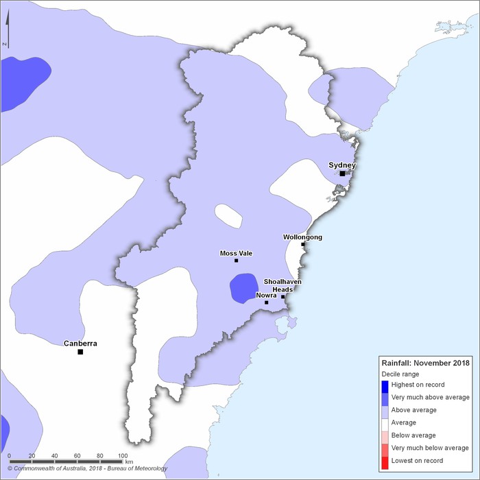 Rainfall deciles: November 2018