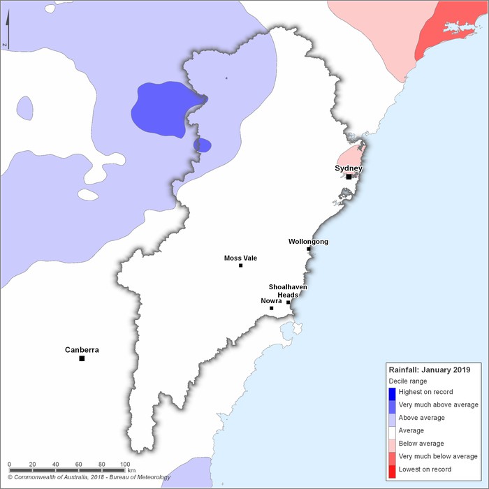 Rainfall deciles: January 2019