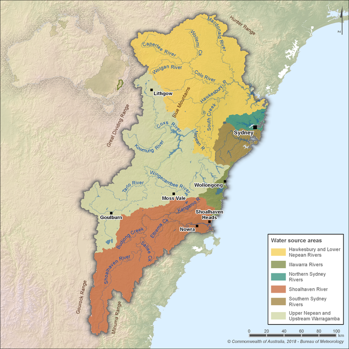 Figure R7 Water source areas for Sydney region