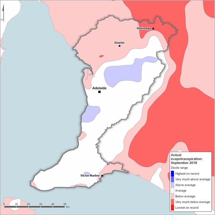 Actual evapotranspiration deciles: September 2018