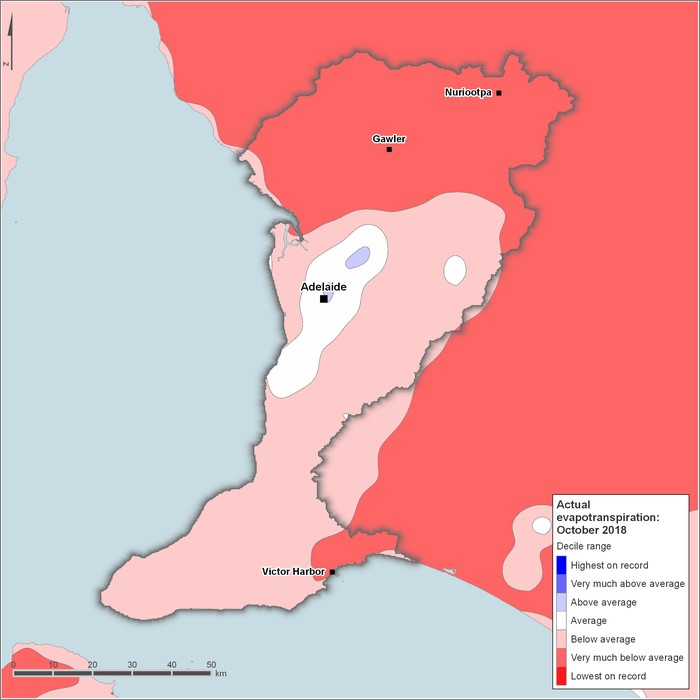 Actual evapotranspiration deciles: October 2018
