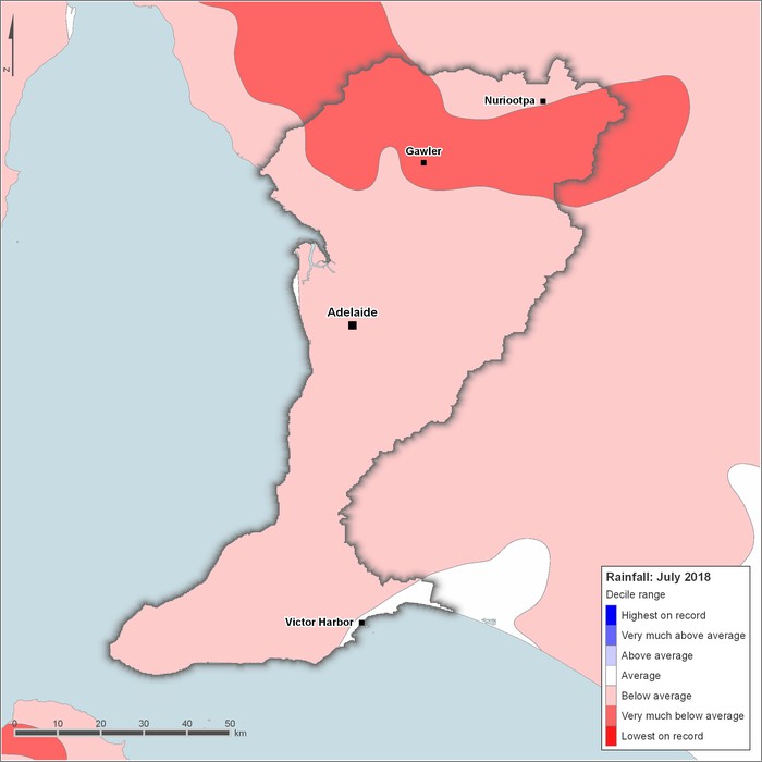 Rainfall deciles: July 2018