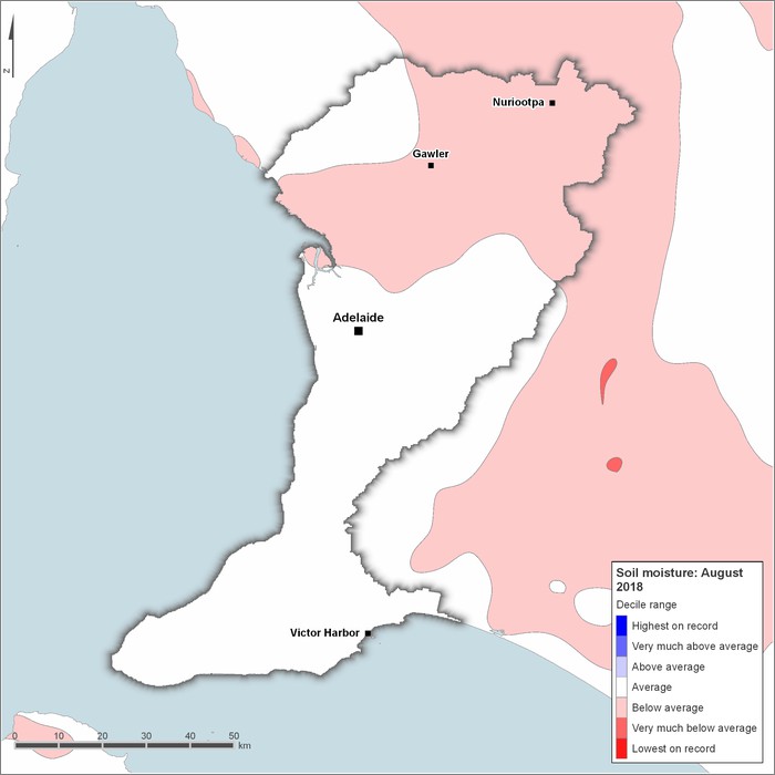 Soil moisture deciles: August 2018
