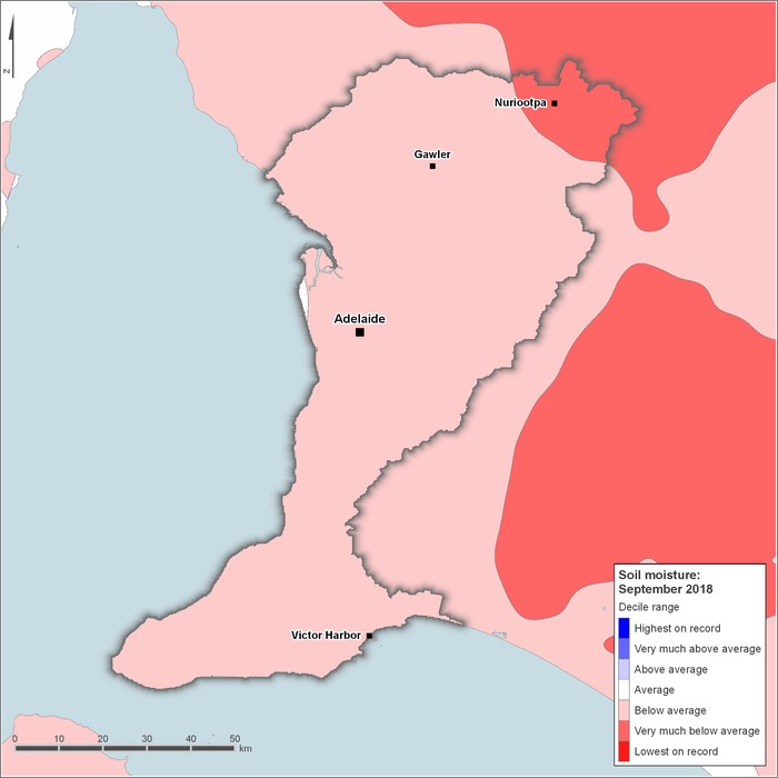 Soil moisture deciles: September 2018