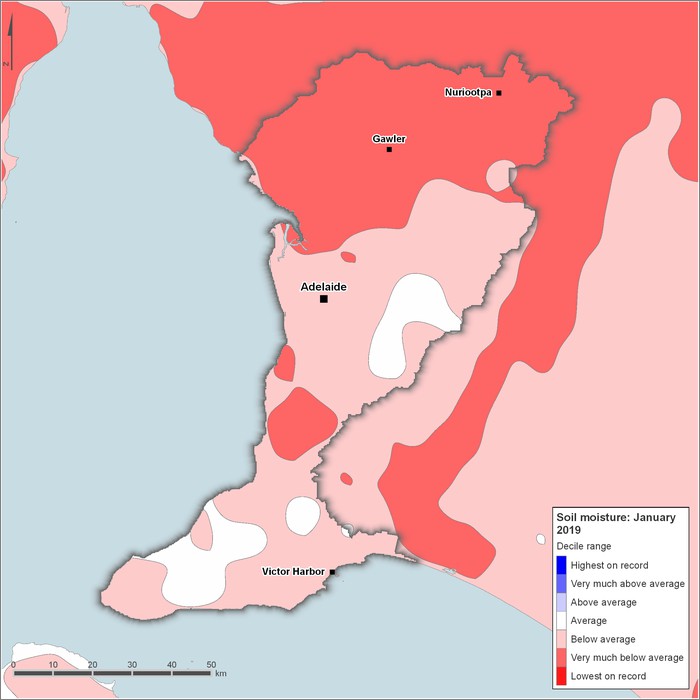 Soil moisture deciles: January 2019