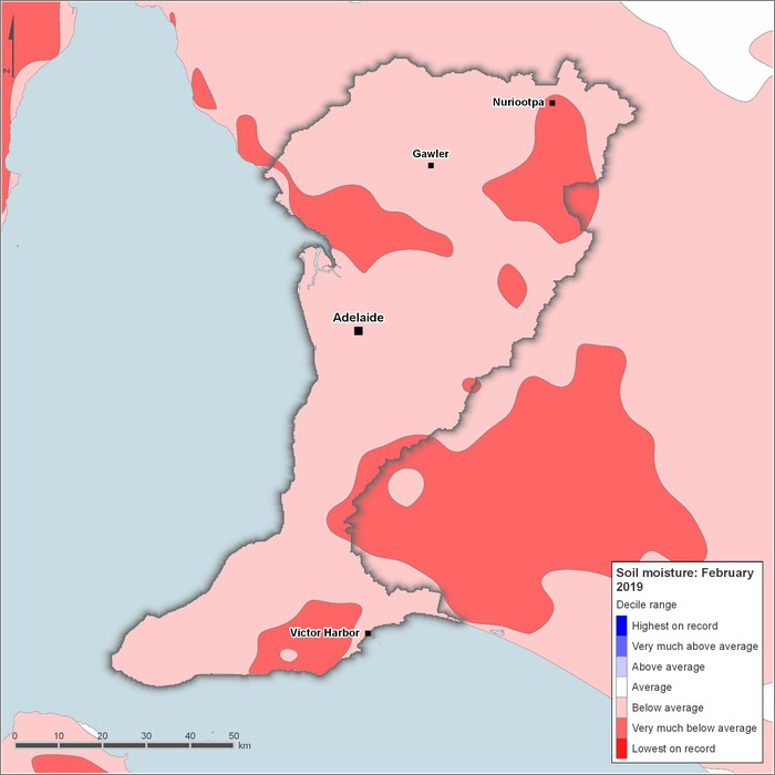 Soil moisture deciles: February 2019
