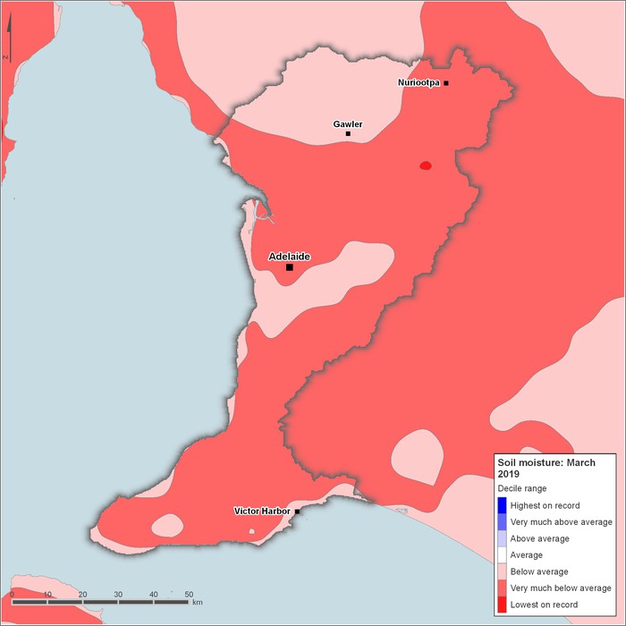 Soil moisture deciles: March 2019