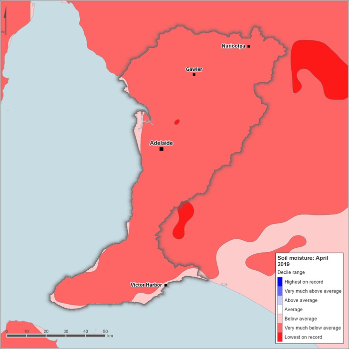 Soil moisture deciles: April 2019