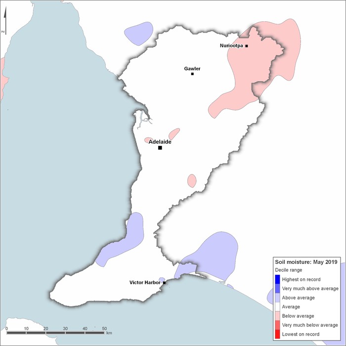 Soil moisture deciles: May 2019