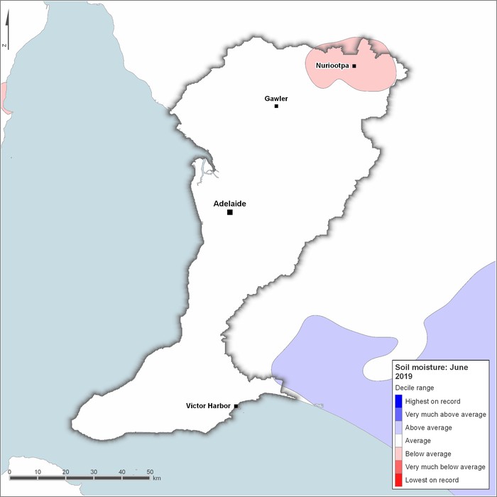 Soil moisture deciles: June 2019