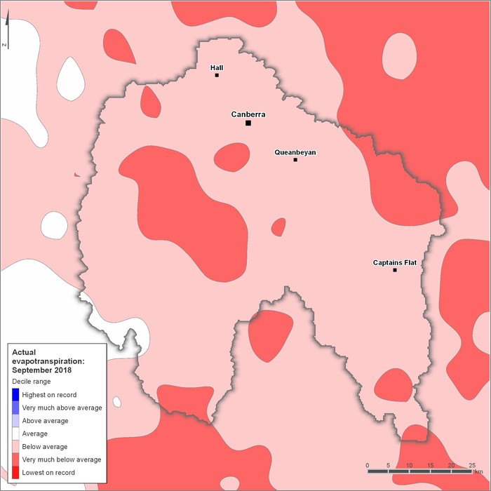 Actual evapotranspiration deciles: September 2018