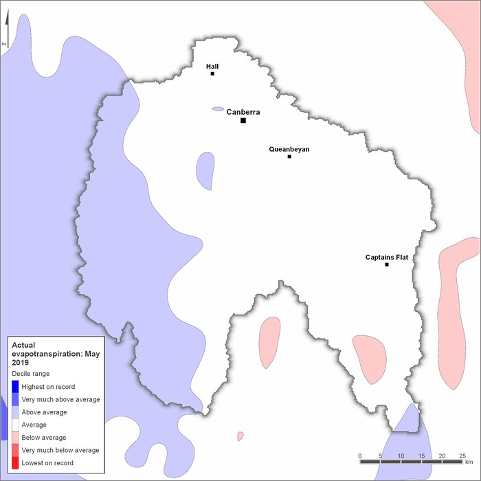 Actual evapotranspiration deciles: May 2019