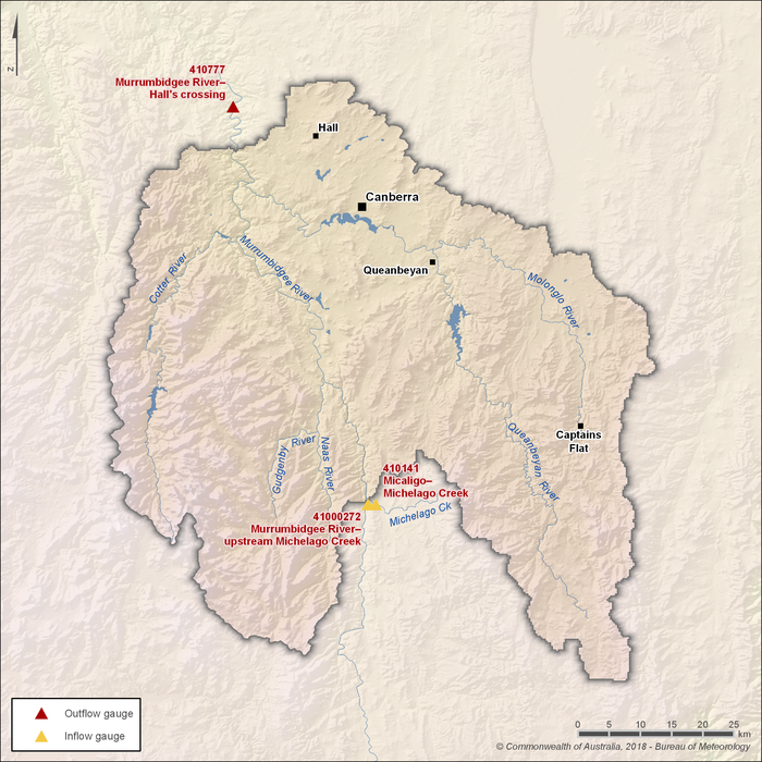 Figure N2 River network used in AWRA-R model for the Canberra region