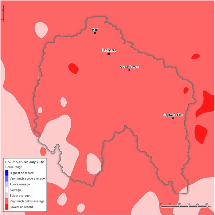 Soil moisture deciles: July 2018