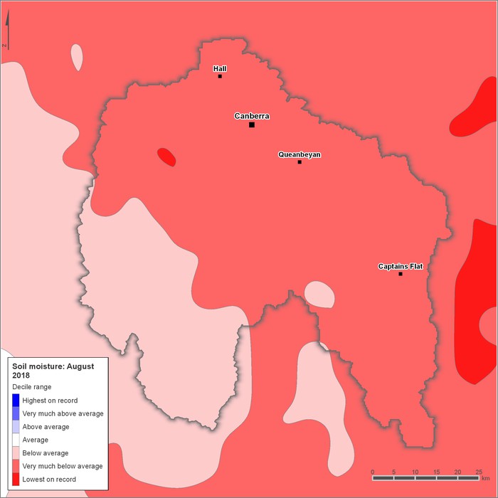 Soil moisture deciles: August 2018