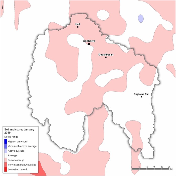 Soil moisture deciles: January 2019