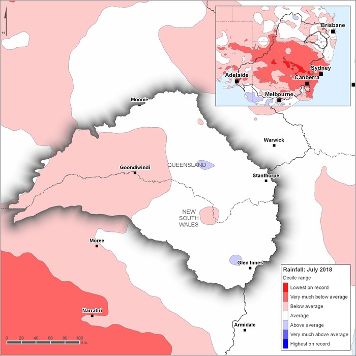 Rainfall deciles: July 2018