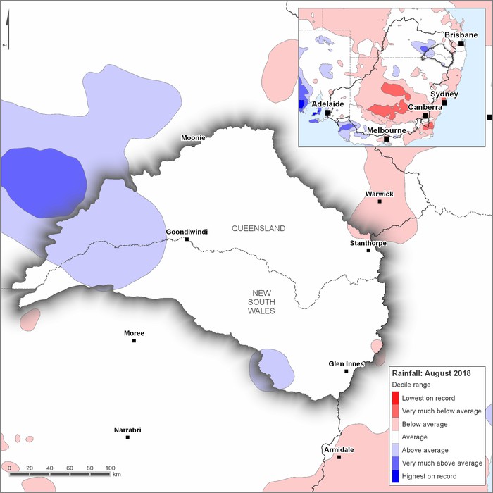 Rainfall deciles: August 2018