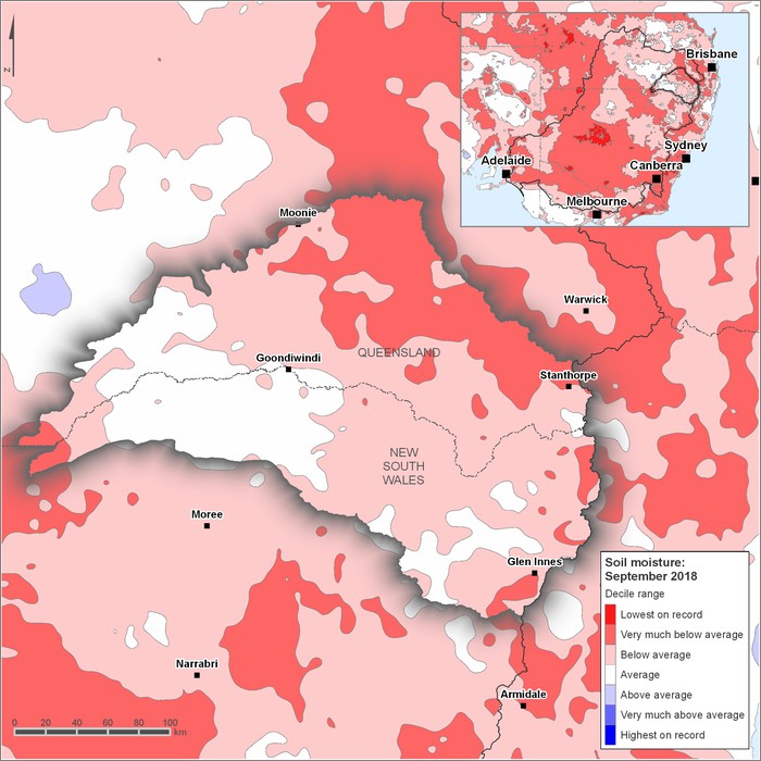 Soil moisture deciles: September 2018