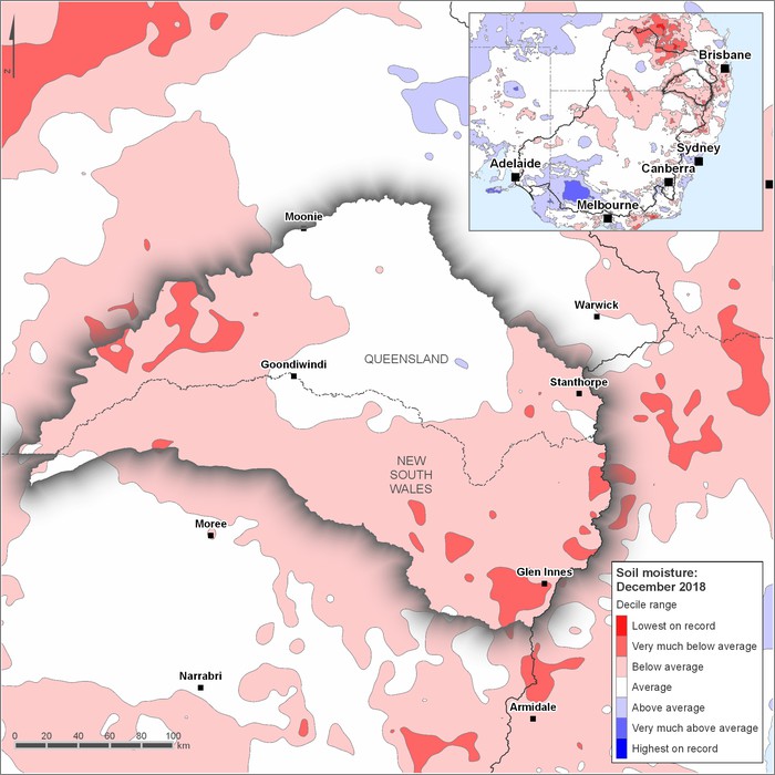 Soil moisture deciles: December 2018