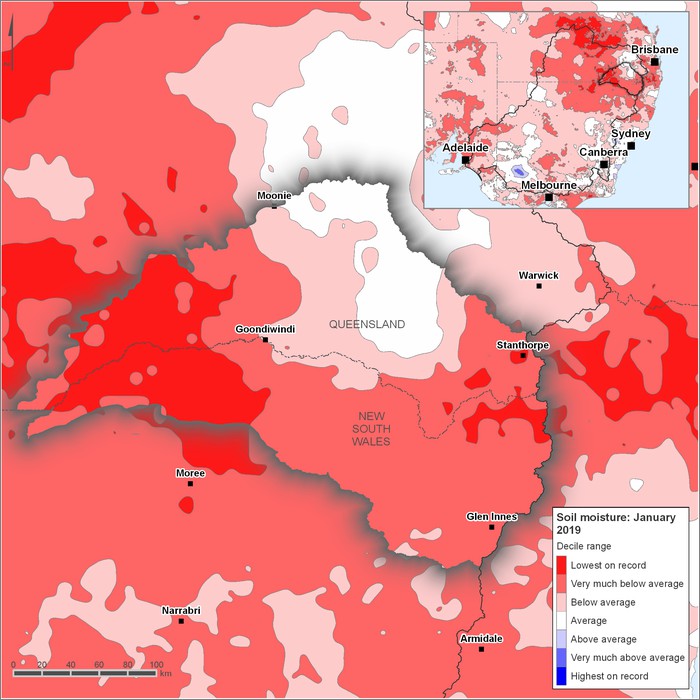 Soil moisture deciles: January 2019