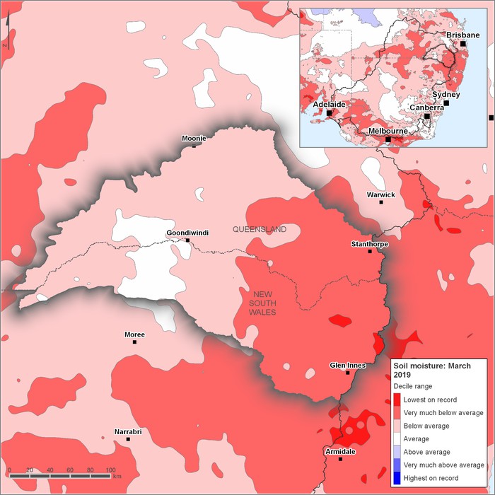 Soil moisture deciles: March 2019