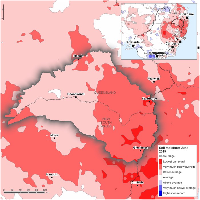 Soil moisture deciles: June 2019
