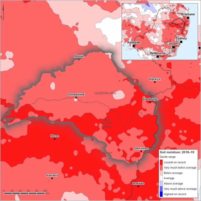 Soil moisture deciles: 2018–2019
