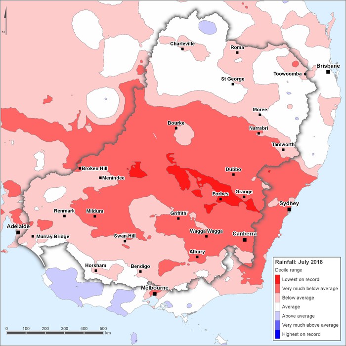 Rainfall deciles: July 2018