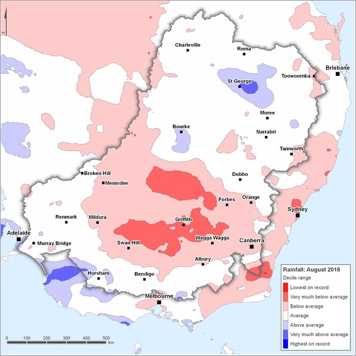 Rainfall deciles: August 2018