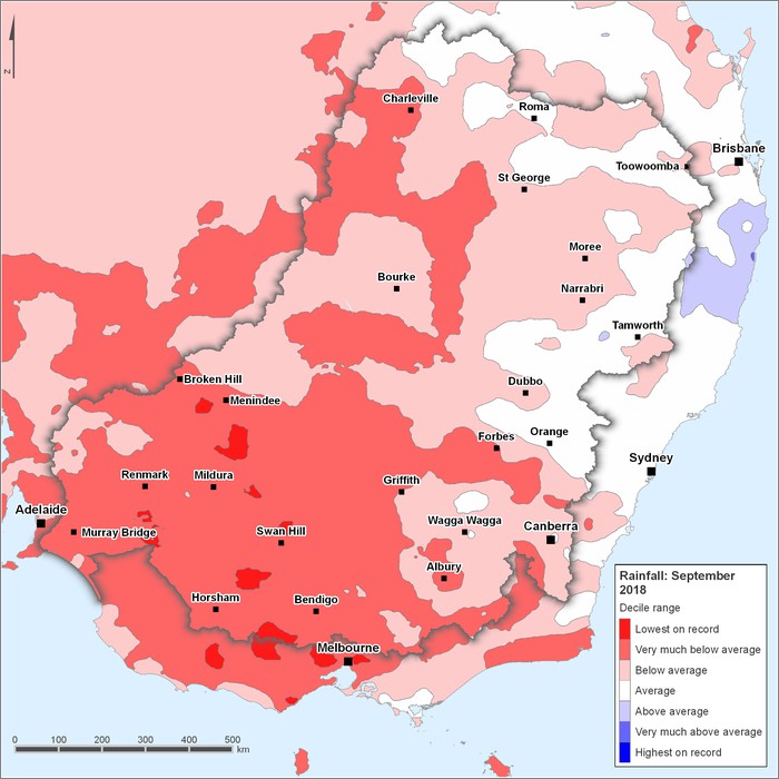 Rainfall deciles: September 2018