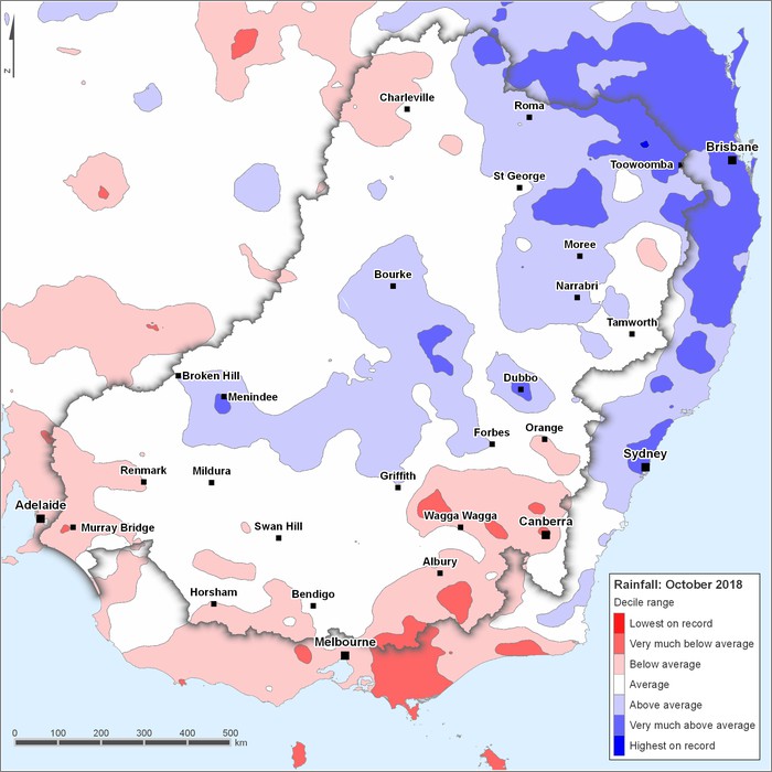 Rainfall deciles: October 2018