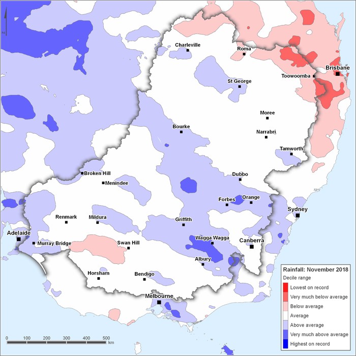 Rainfall deciles: November 2018