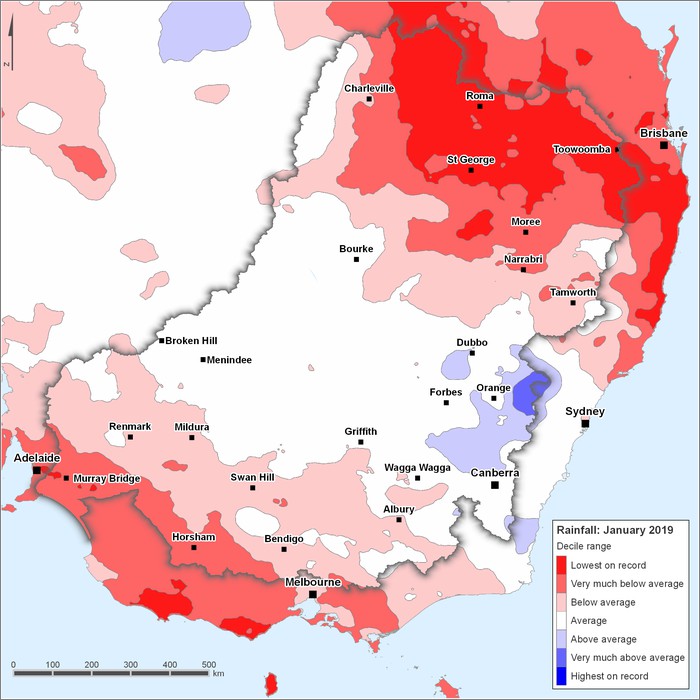 Rainfall deciles: January 2019