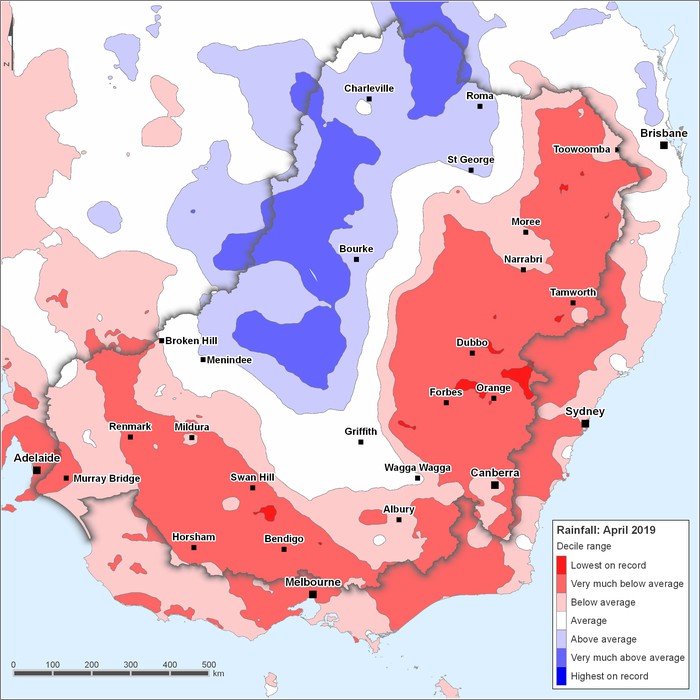Rainfall deciles: April 2019