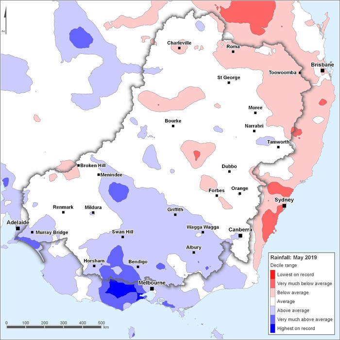 Rainfall deciles: May 2019