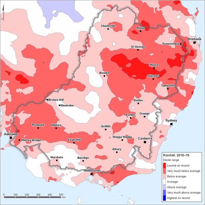 Rainfall deciles: 2018–2019